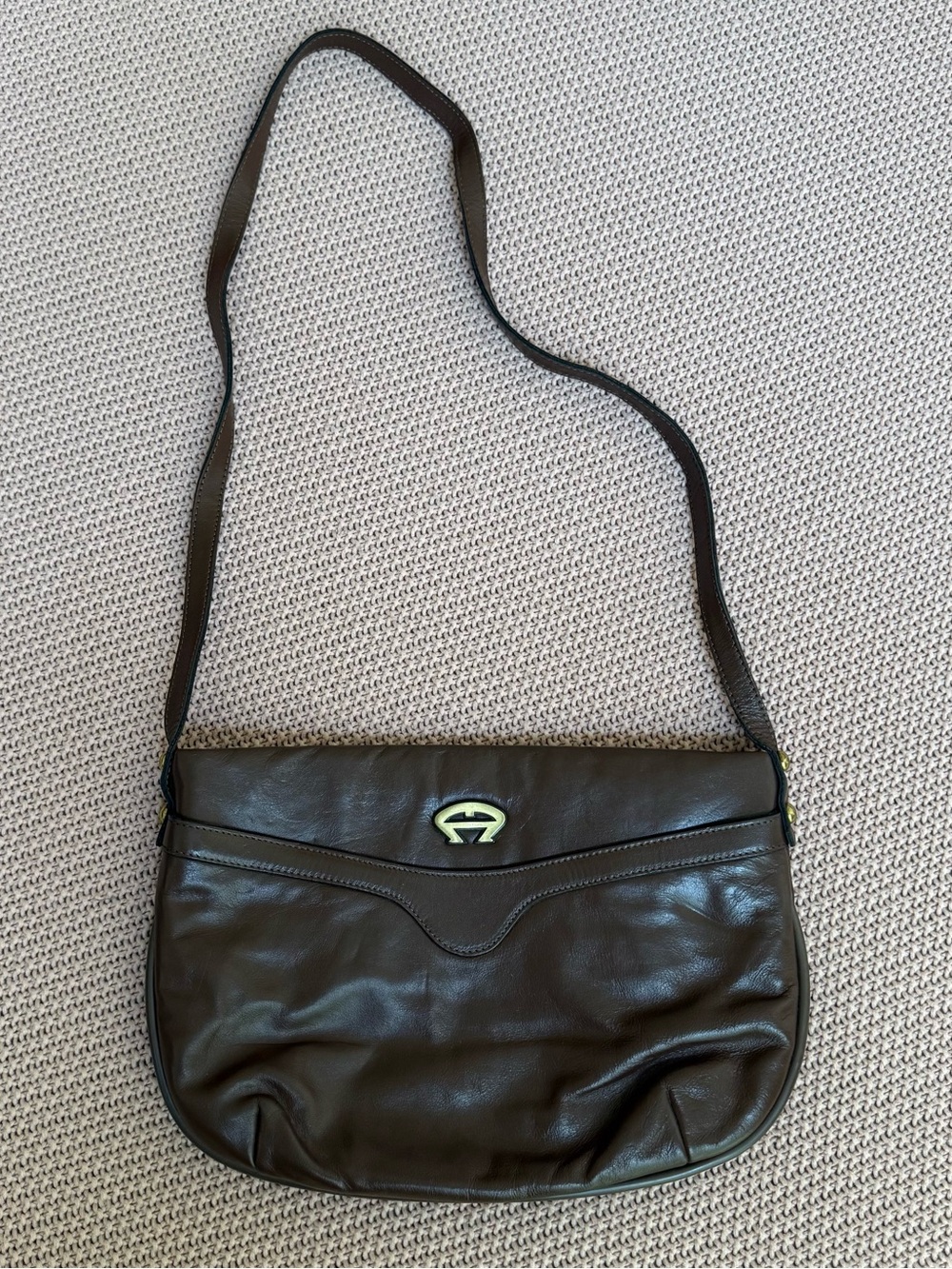 Vintage Etienne Aigner Brown Leather Shoulder / Crossbody Bag - Brown